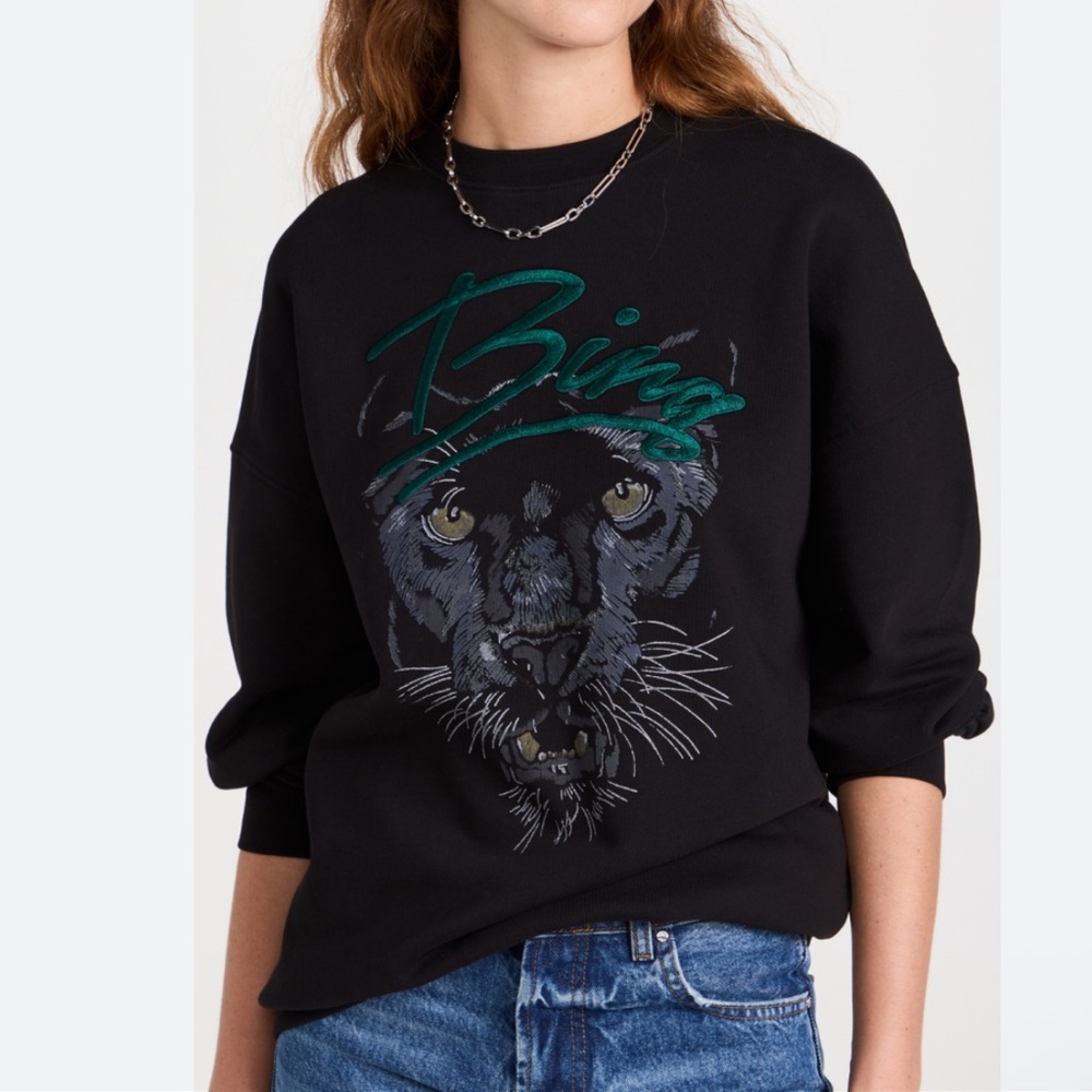 Anine Bing Kenny Panther Sweatshirt              Size Small
